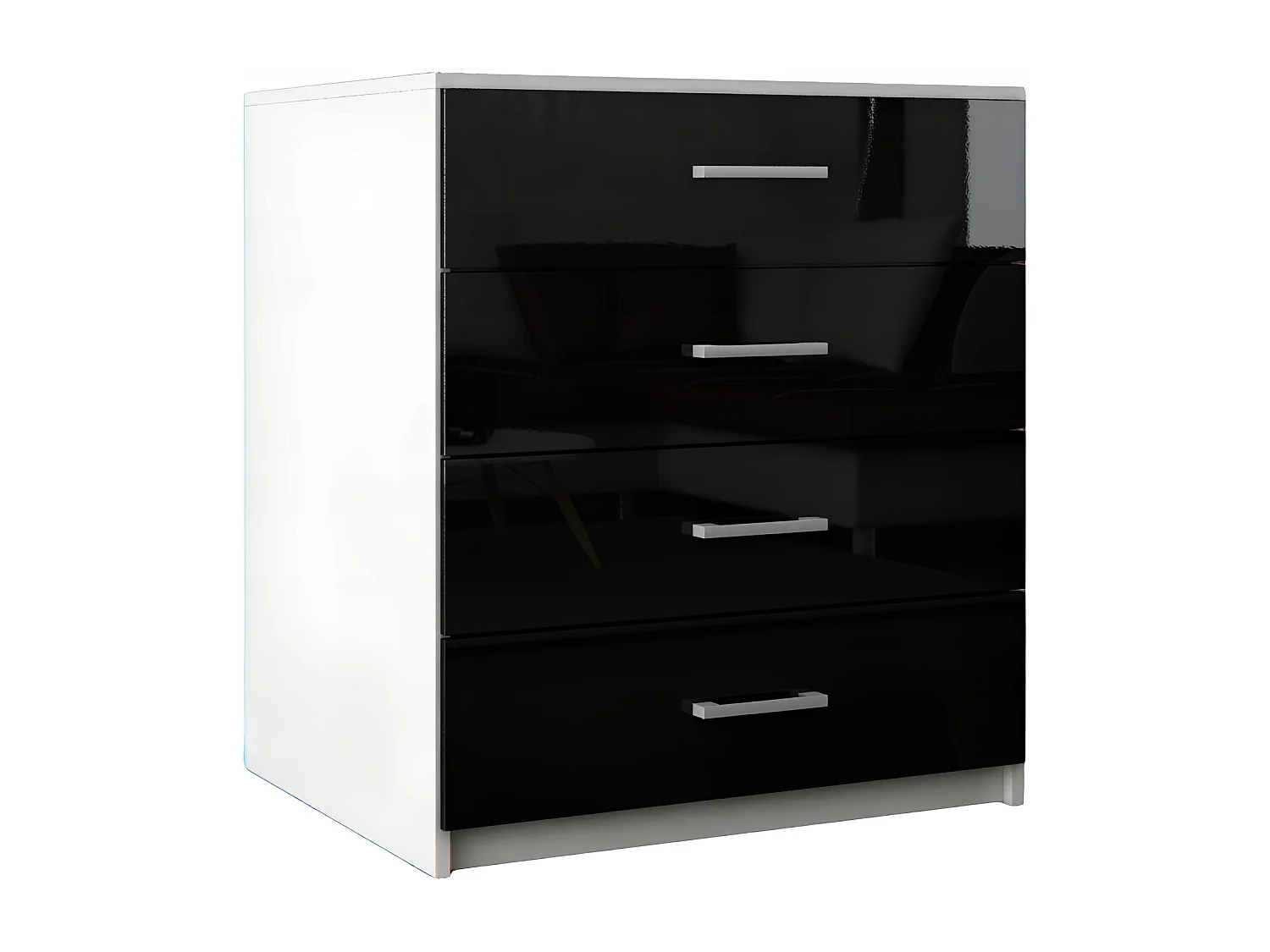 Komoda Z Szufladami Czarny Połysk Szafka 4 Szuflady 95 x 80 x 45 cm MDF