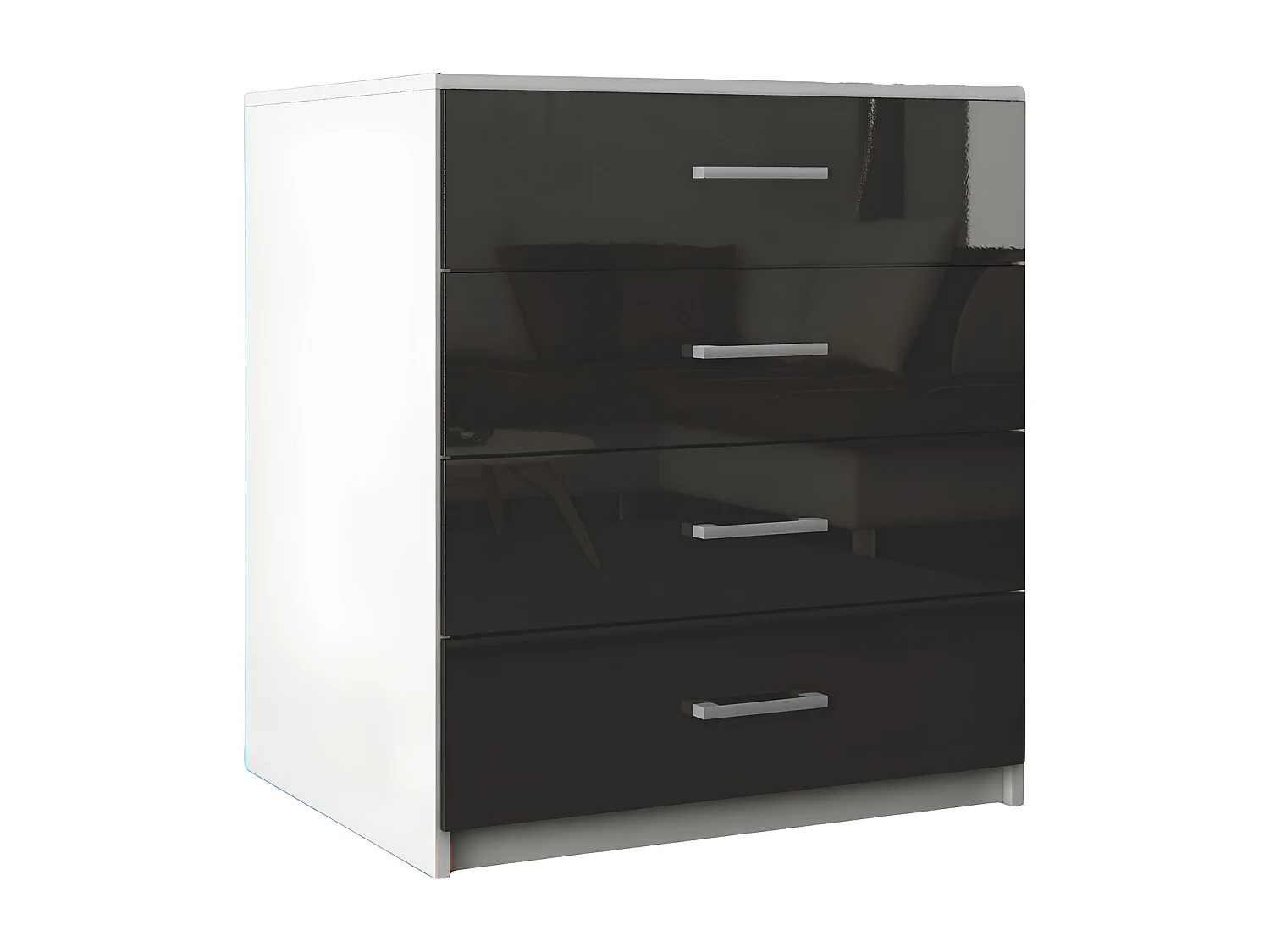 Komoda Z Szufladami Szary Połysk Szafka 4 Szuflady 95 x 80 x 45 cm MDF
