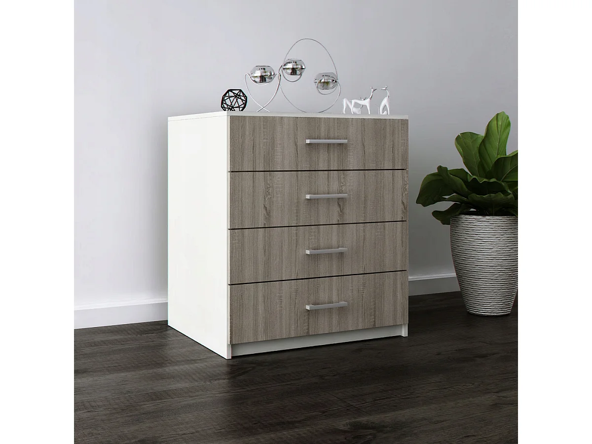 Komoda Z Szufladami Dąb Sonoma Szafka 4 Szuflady 95 x 80 x 45 cm MDF