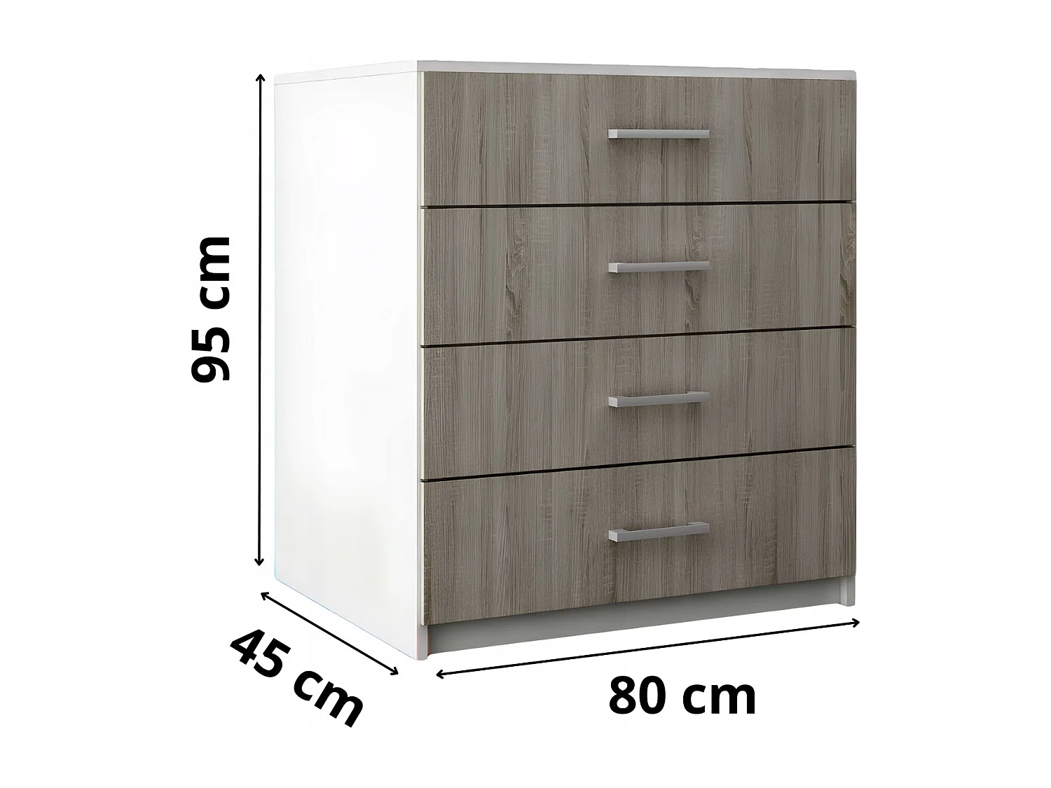 Komoda Z Szufladami Dąb Sonoma Szafka 4 Szuflady 95 x 80 x 45 cm MDF
