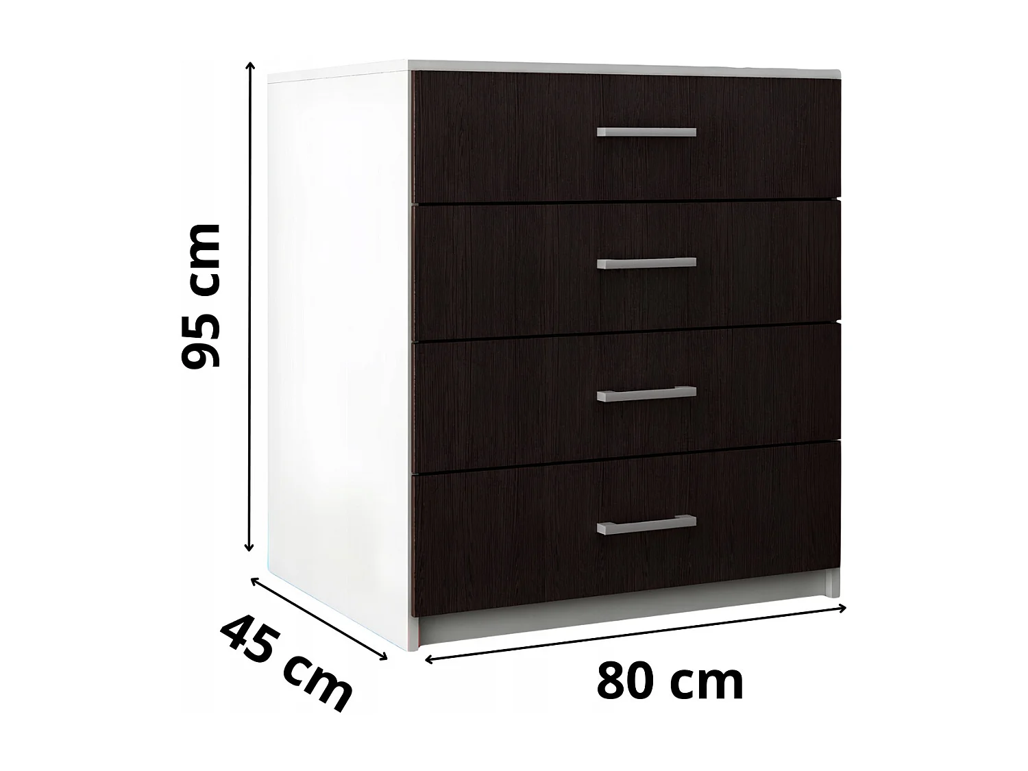 Komoda Z Szufladami Do Salonu Lana Wenge Szafka 4 Szuflady 95 x 80 x 45 cm