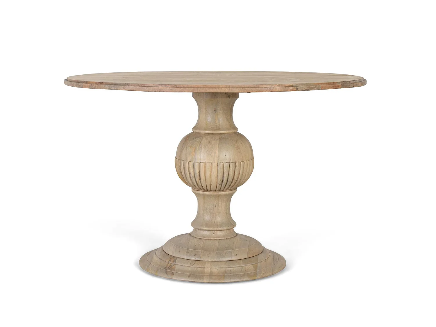 Mesas de Comedor de Madera de Mango 120 Cm Estilo Rústico Colonial-77x120x120