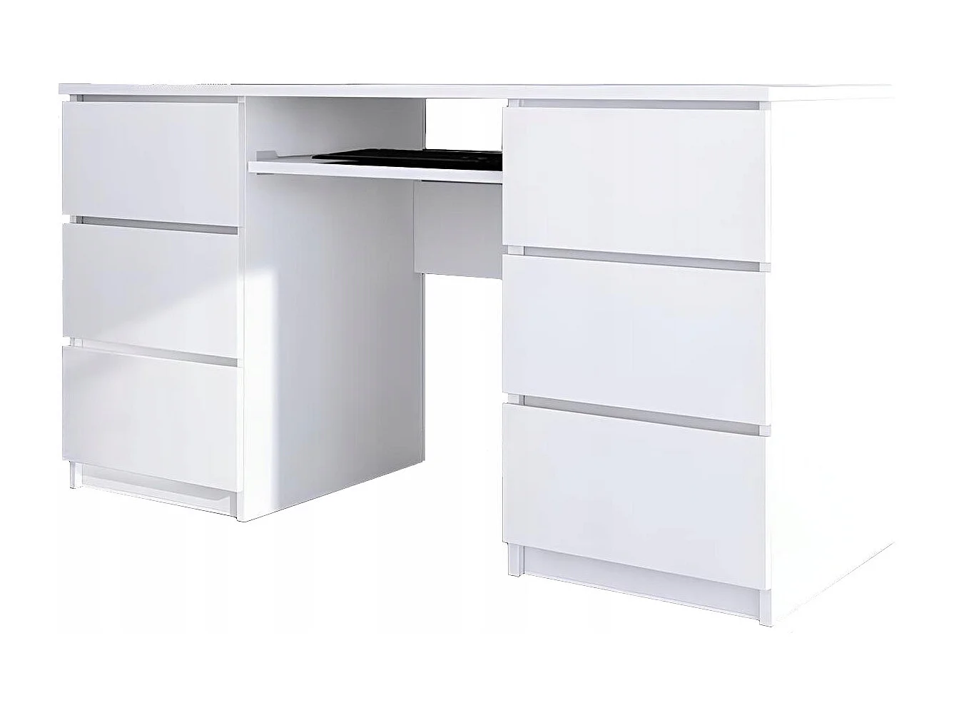 Biurko Komputerowe Szkolne 135 x 50 x 77 CM 6 Szuflad Białe Biały Mat