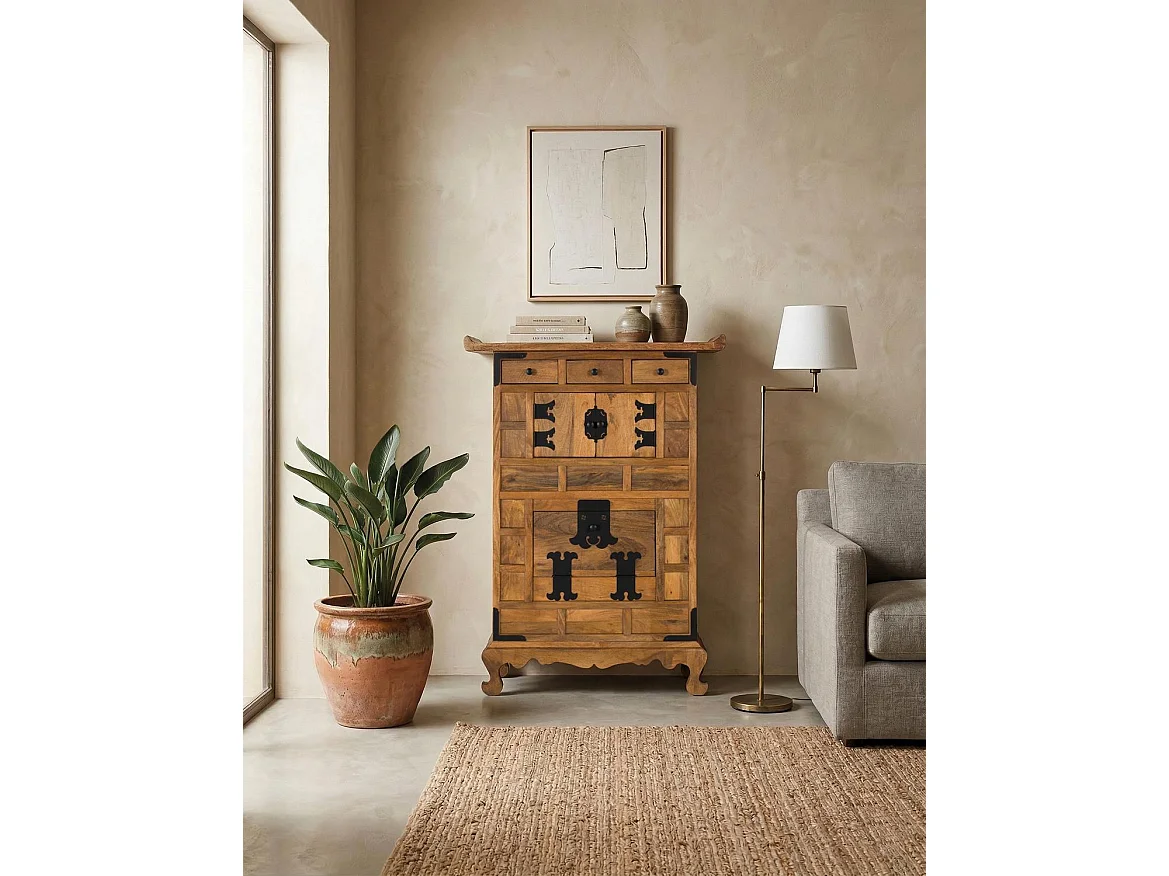 Buffet Corinth en bois de manguier 123 cm x 91 cm x 40 cm