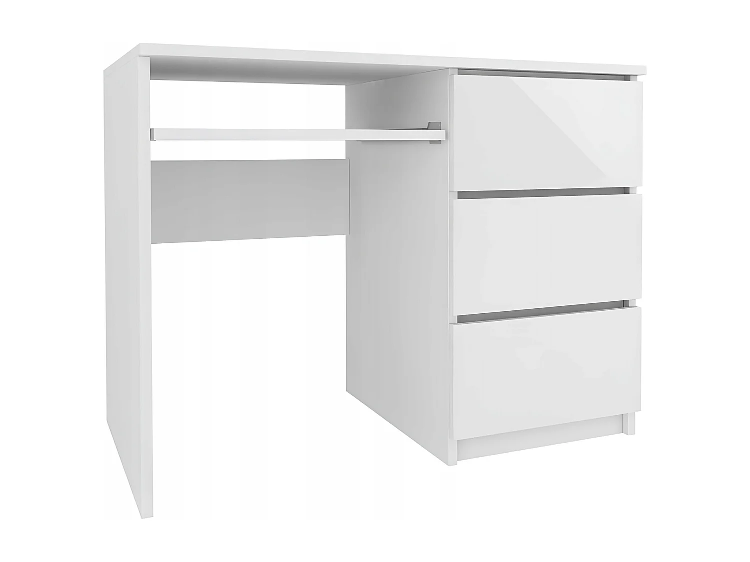 Biurko Komputerowe Narożne 100 x 52 x 75 CM 3 Szuflady Białe Biały Połysk