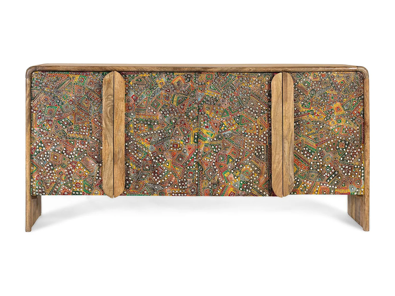 Buffet en bois de manguier avec façades peintes à la main