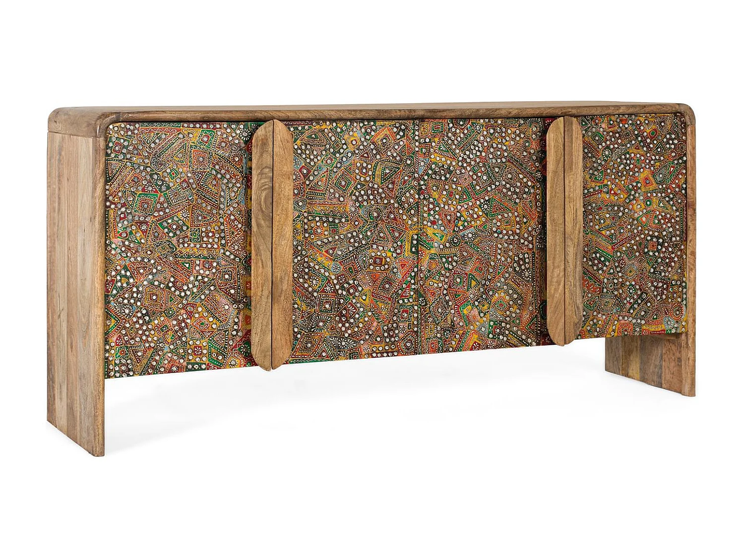 Buffet en bois de manguier avec façades peintes à la main