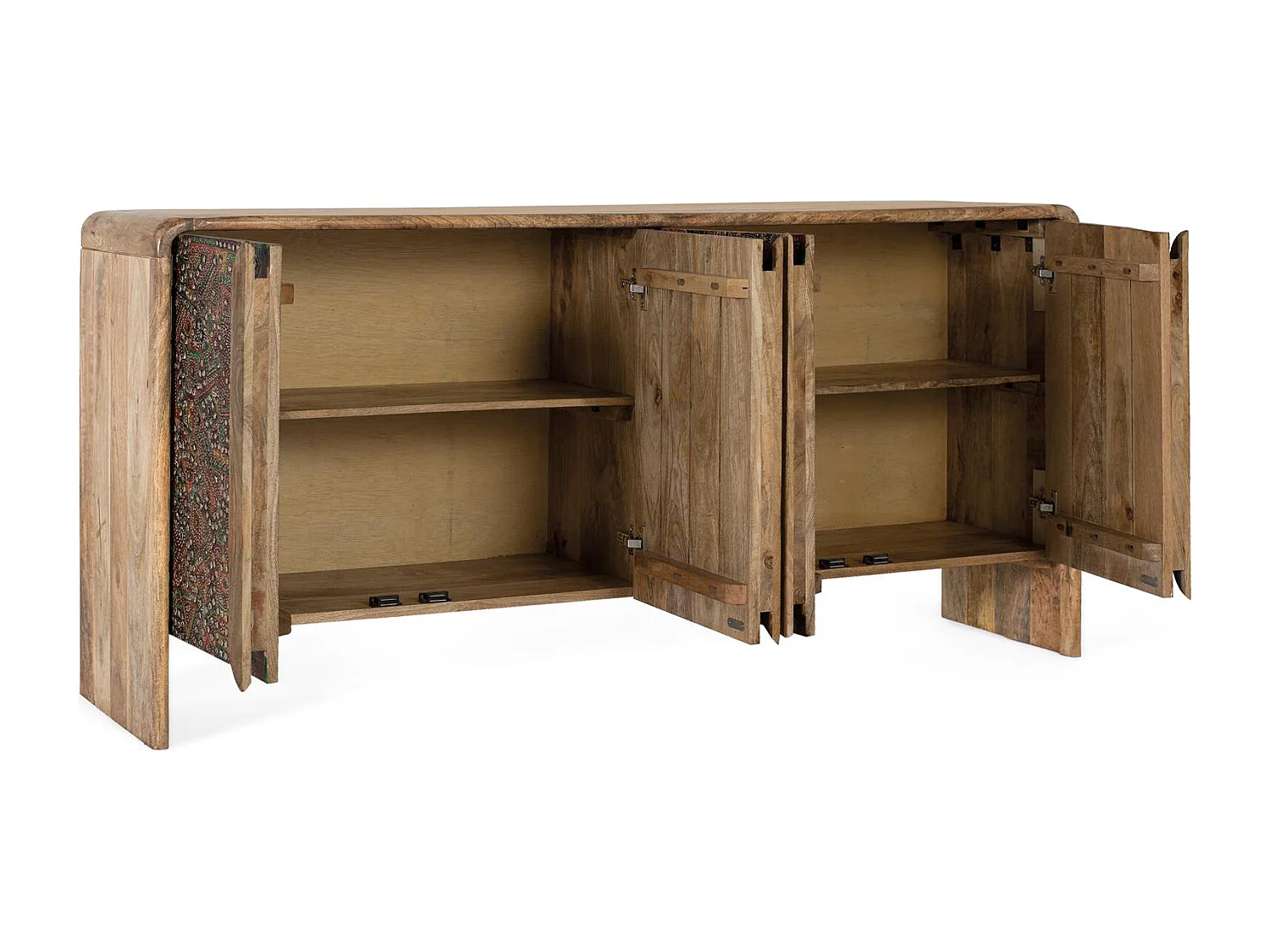 Buffet en bois de manguier avec façades peintes à la main