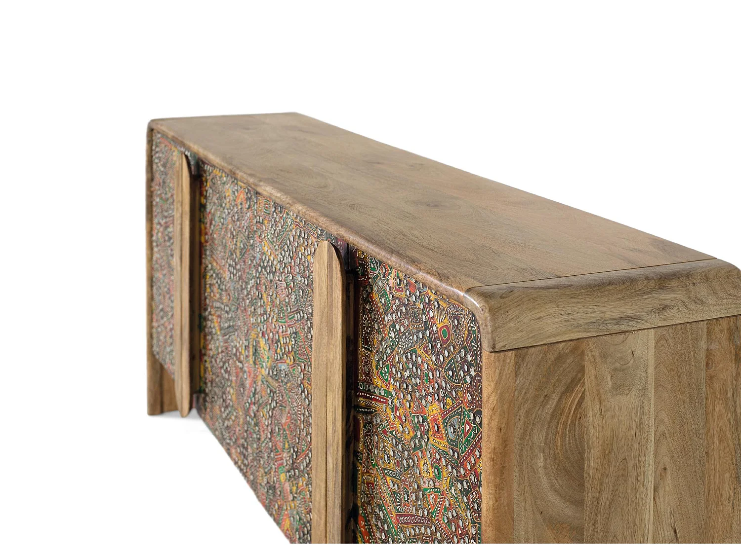 Buffet en bois de manguier avec façades peintes à la main