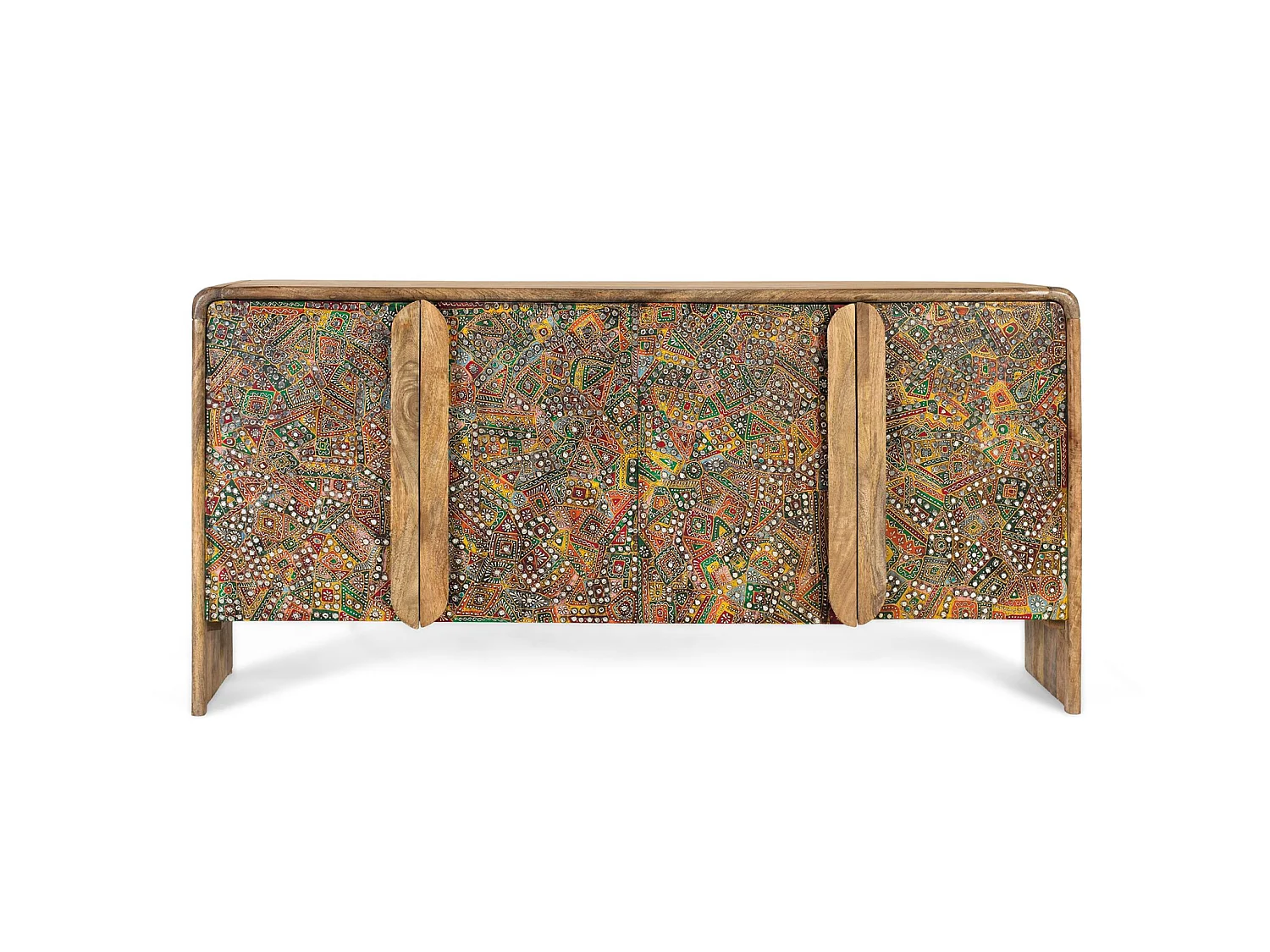 Buffet en bois de manguier, style bohème ethnique - 76 x 161 x 40