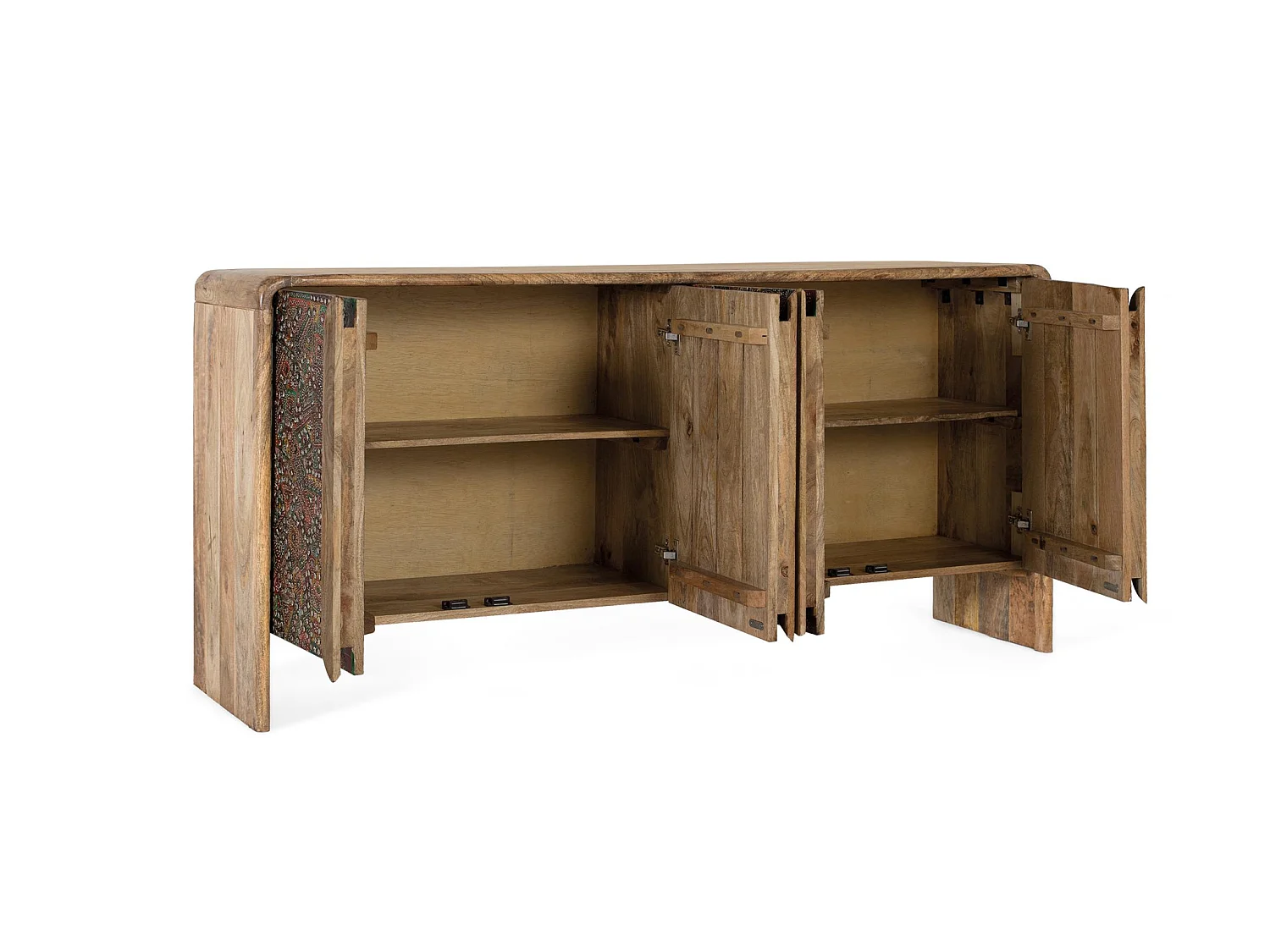 Buffet en bois de manguier, style bohème ethnique - 76 x 161 x 40