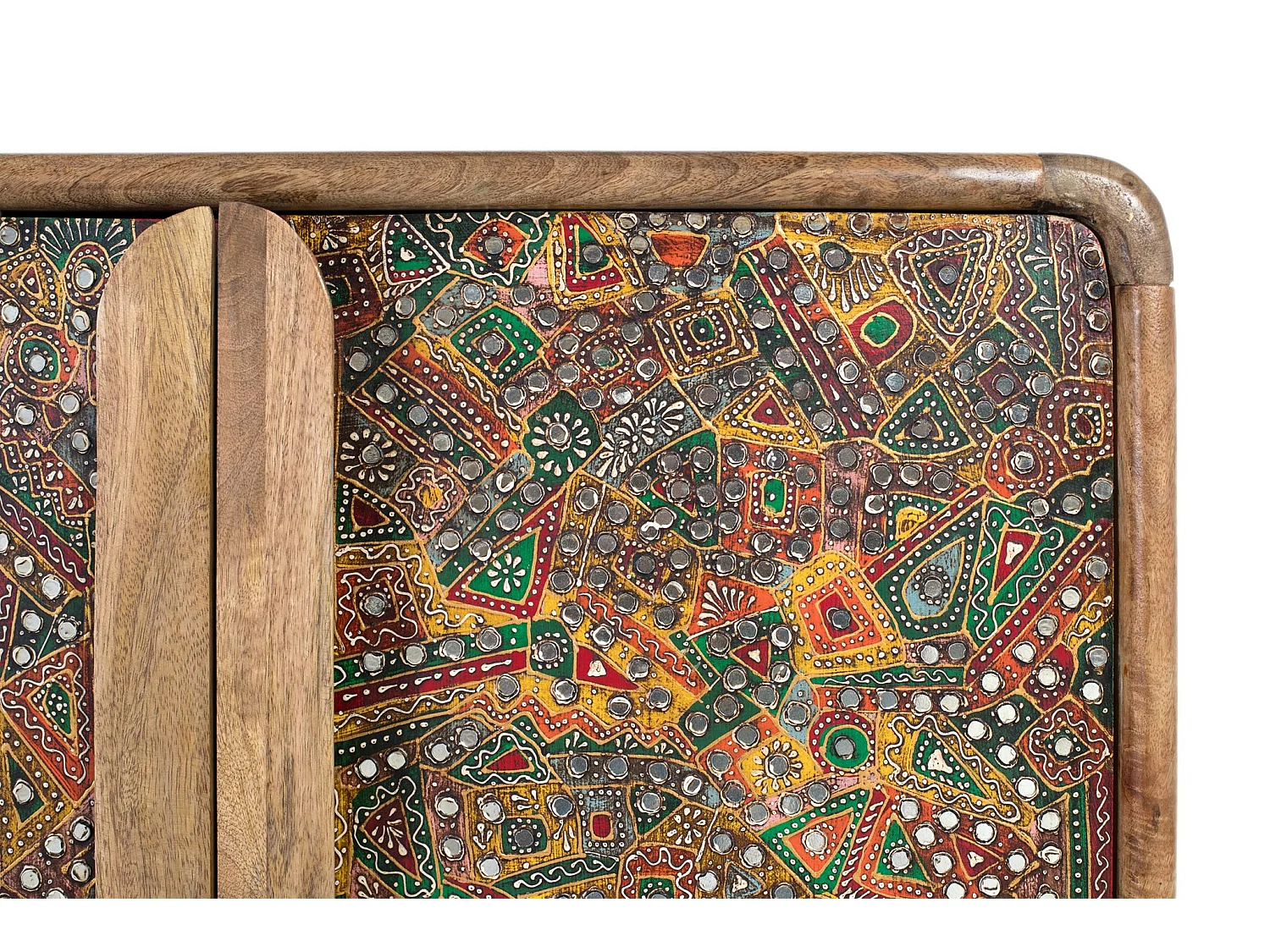 Buffet en bois de manguier, style bohème ethnique - 76 x 161 x 40