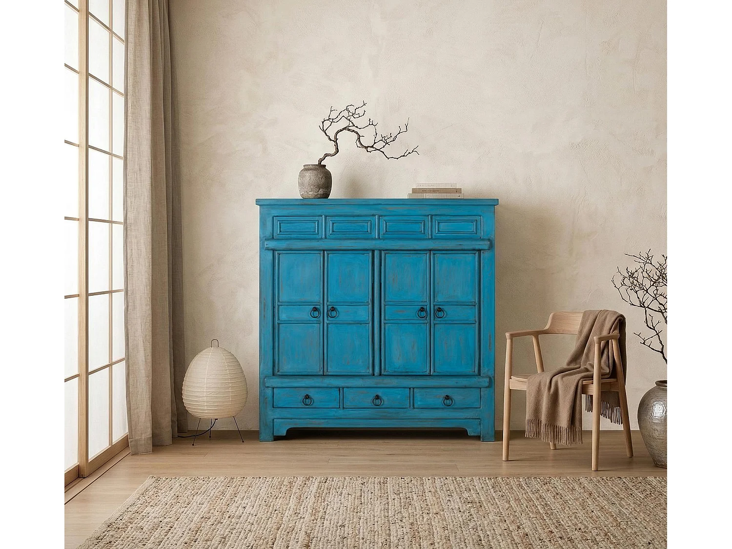 Buffet Viora en bois de manguier, 110 cm x 110 cm x 40 cm