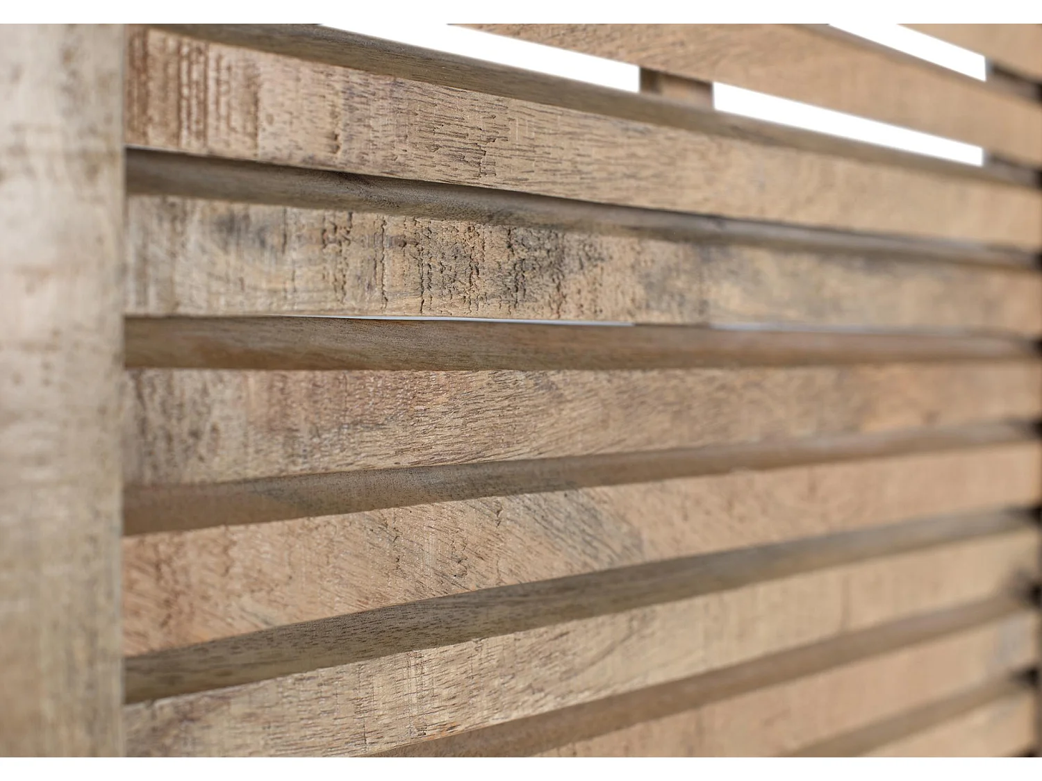 Tête de lit en bois naturel avec design à lattes horizontales 165 cm
