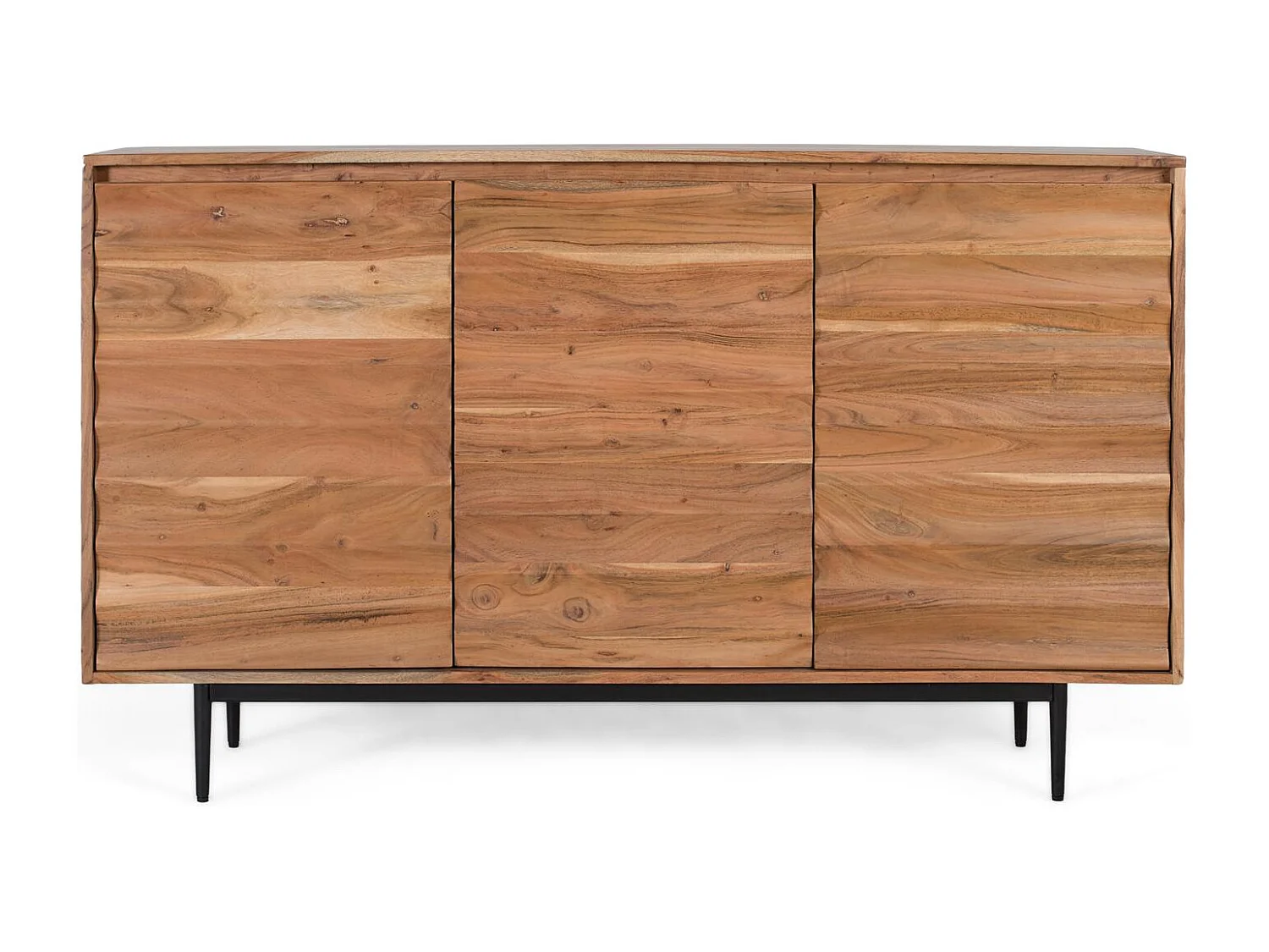 Buffet en bois d'acacia massif avec étagères intérieures