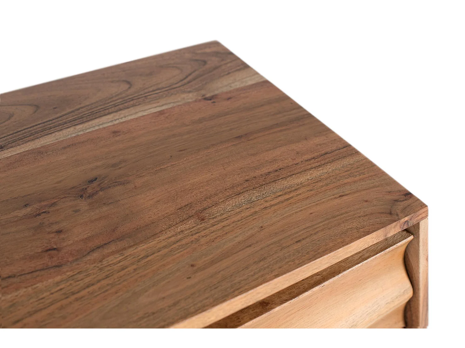 Buffet en bois d'acacia massif avec étagères intérieures