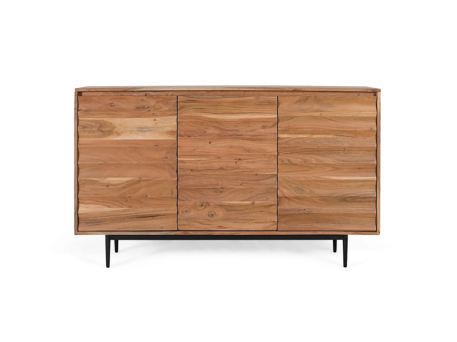 Buffet en bois d'acacia massif, style rustique moderne - 86 x 145 x 36
