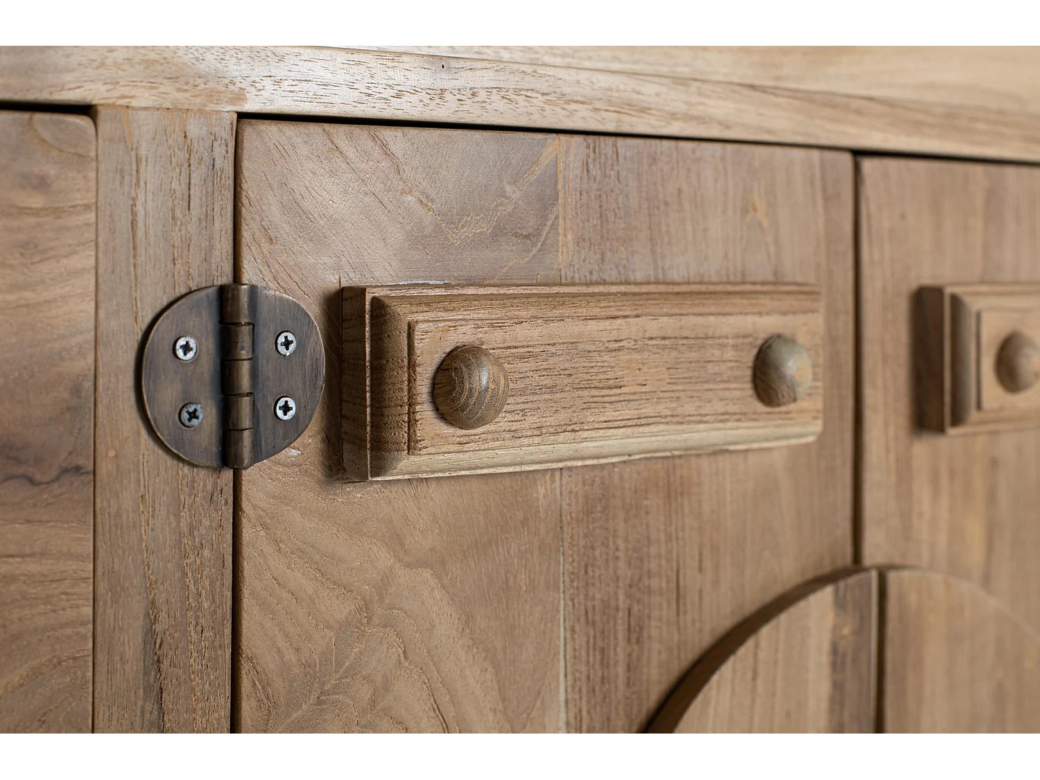 Buffet rustique en teck de style oriental - 82 x 153 x 42
