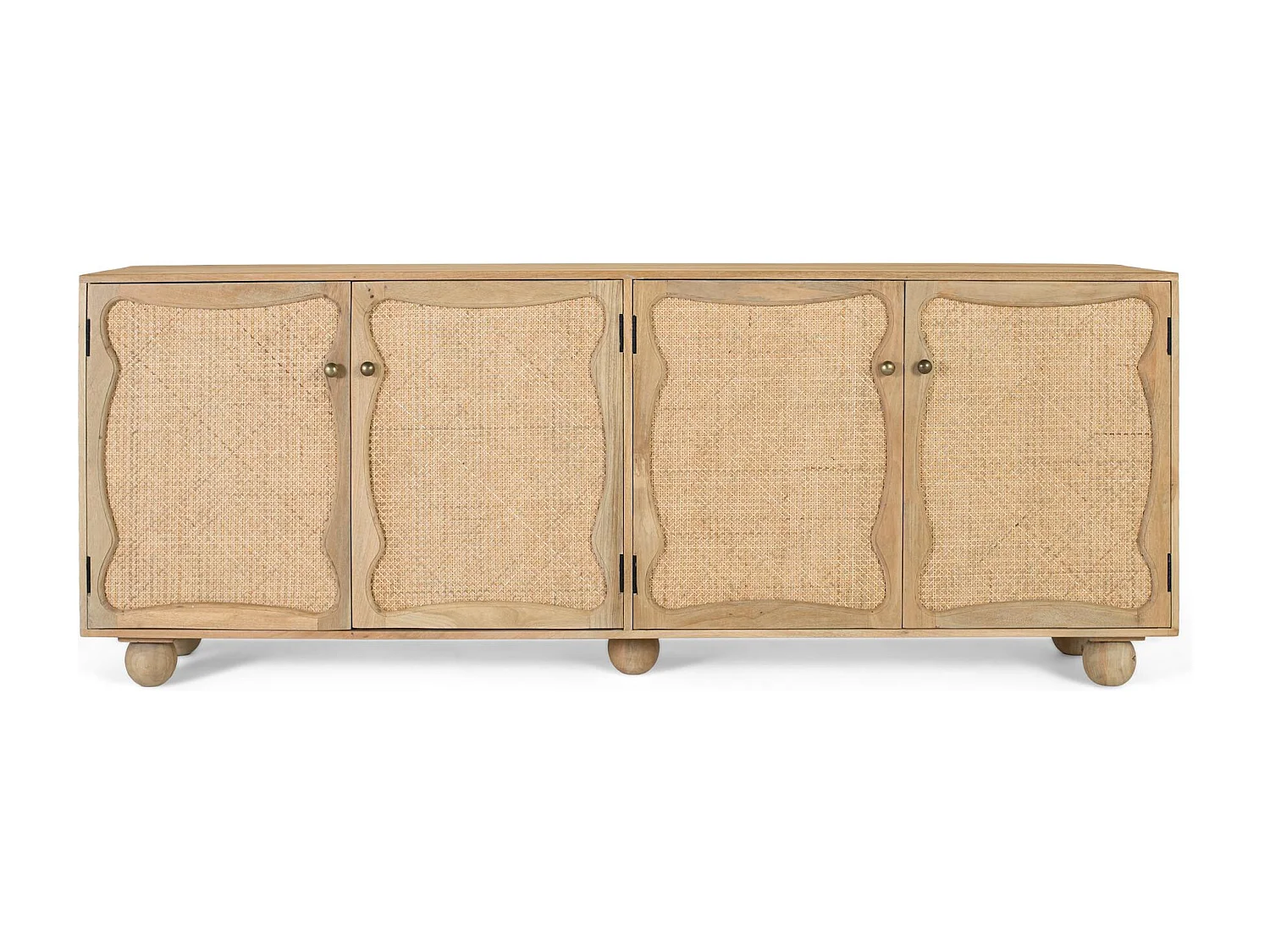 Sideboard aus Mangoholz mit 4 Türen und handgefertigtem Design