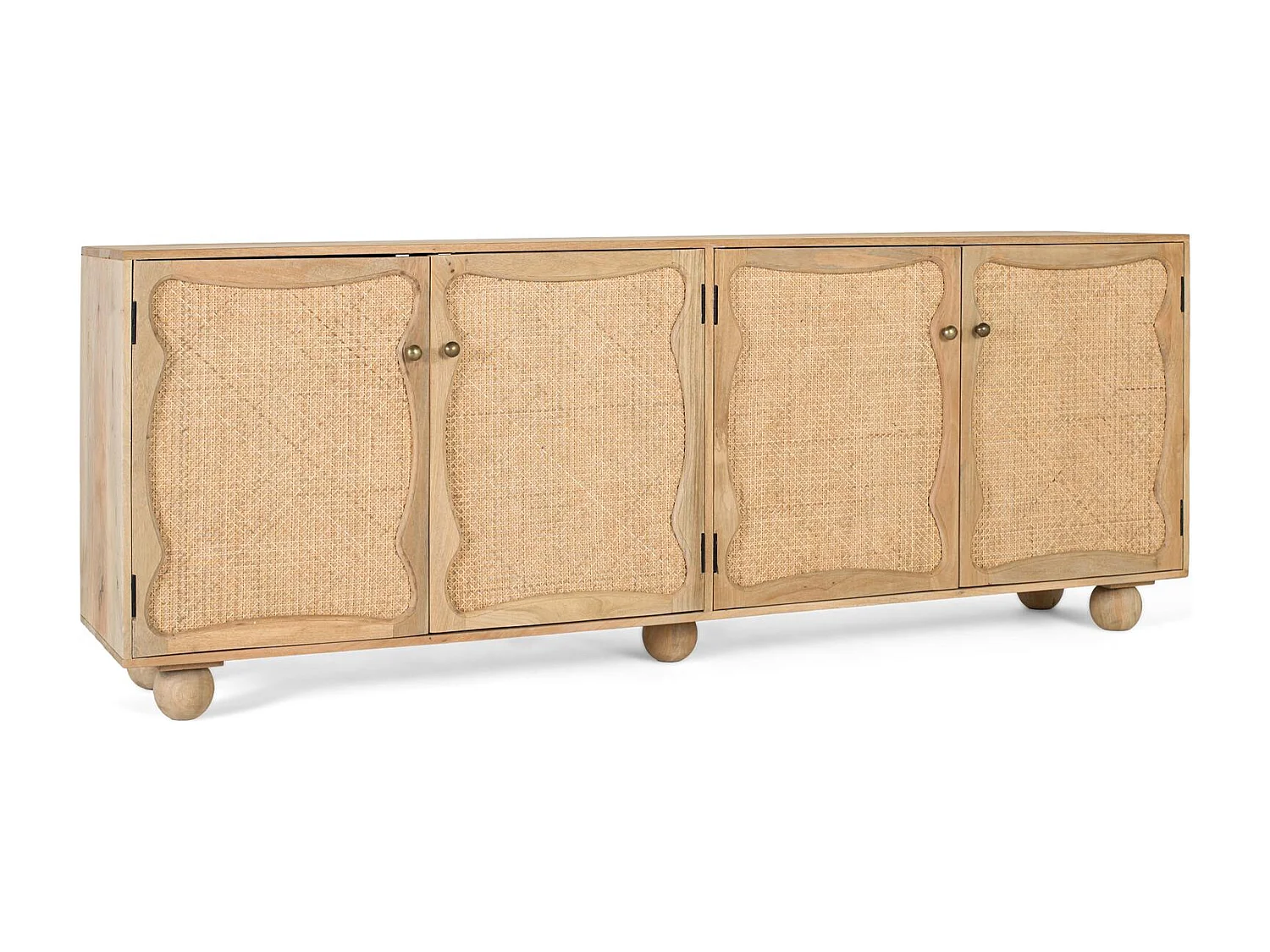 Sideboard aus Mangoholz mit 4 Türen und handgefertigtem Design