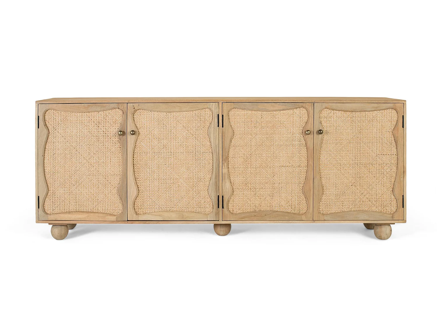 Buffet en bois de manguier, style bohème méditerranéen - 77 x 200 x 40
