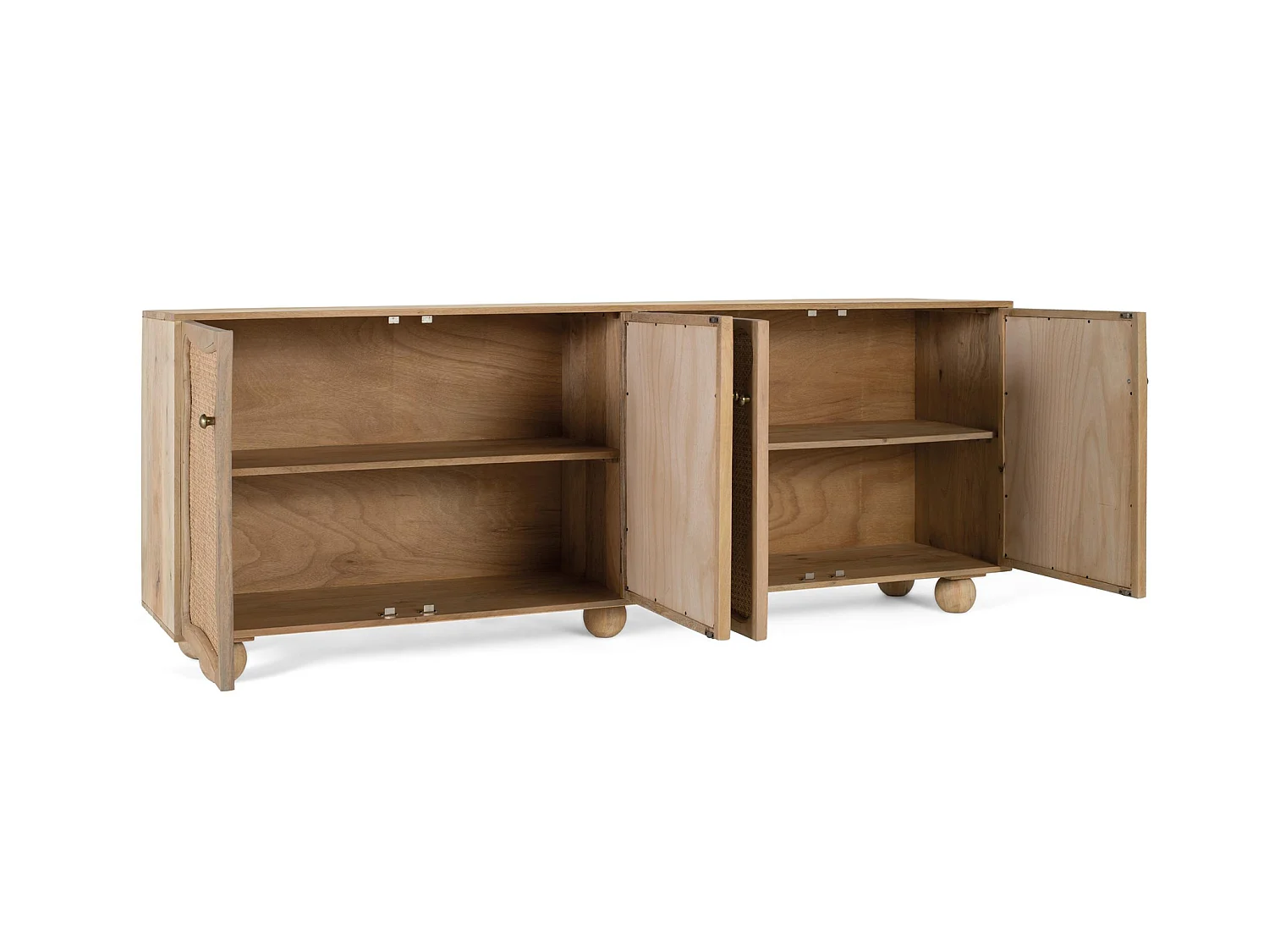 Buffet en bois de manguier, style bohème méditerranéen - 77 x 200 x 40
