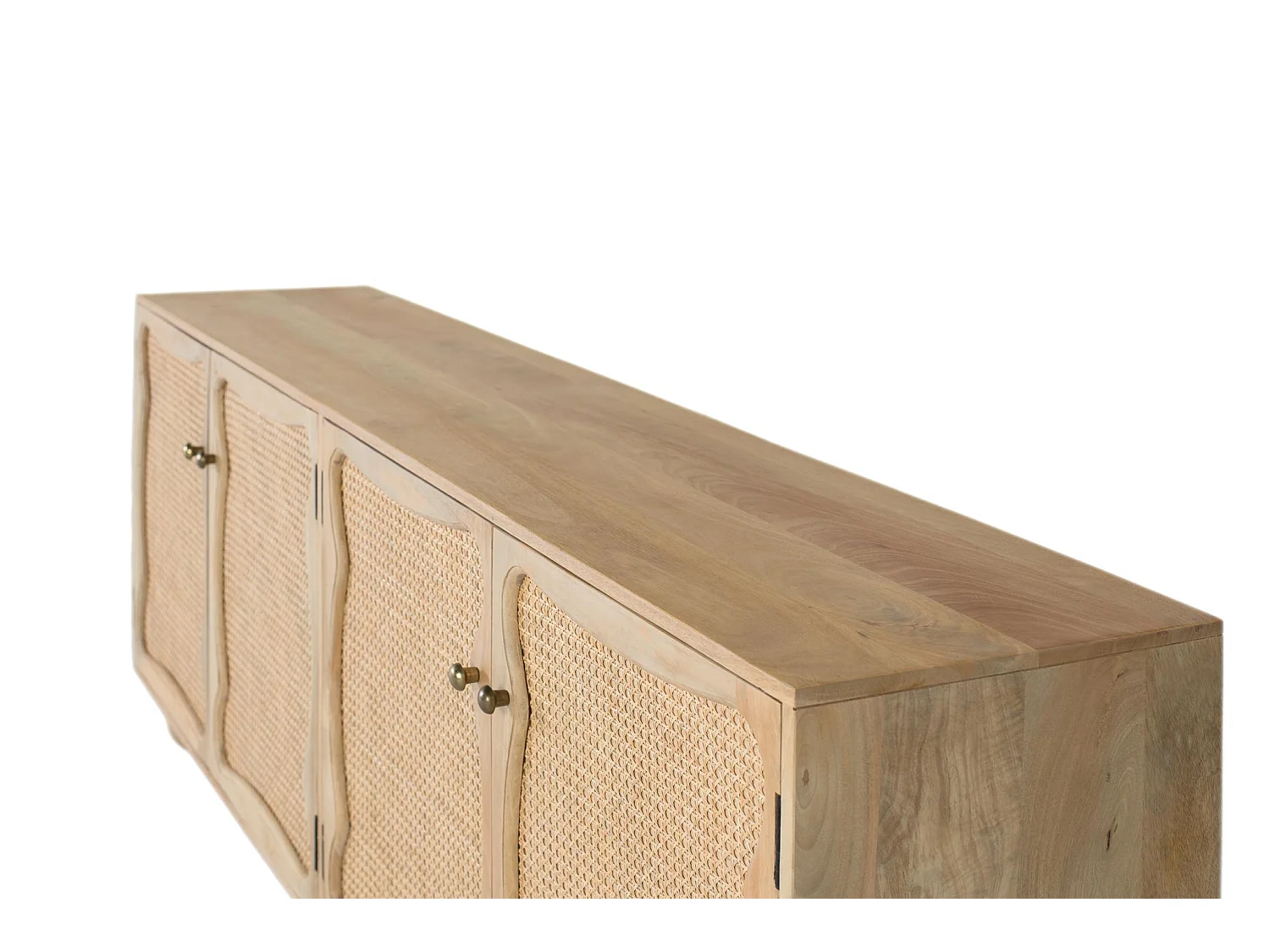 Buffet en bois de manguier, style bohème méditerranéen - 77 x 200 x 40