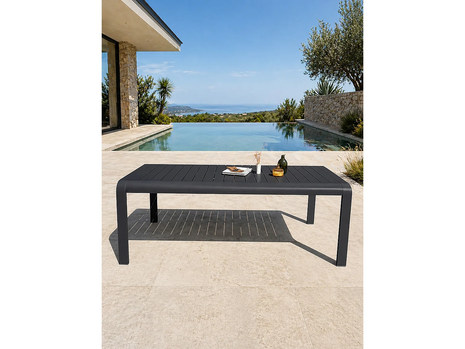 Table de jardin en aluminium coloris anthracite - HANOI