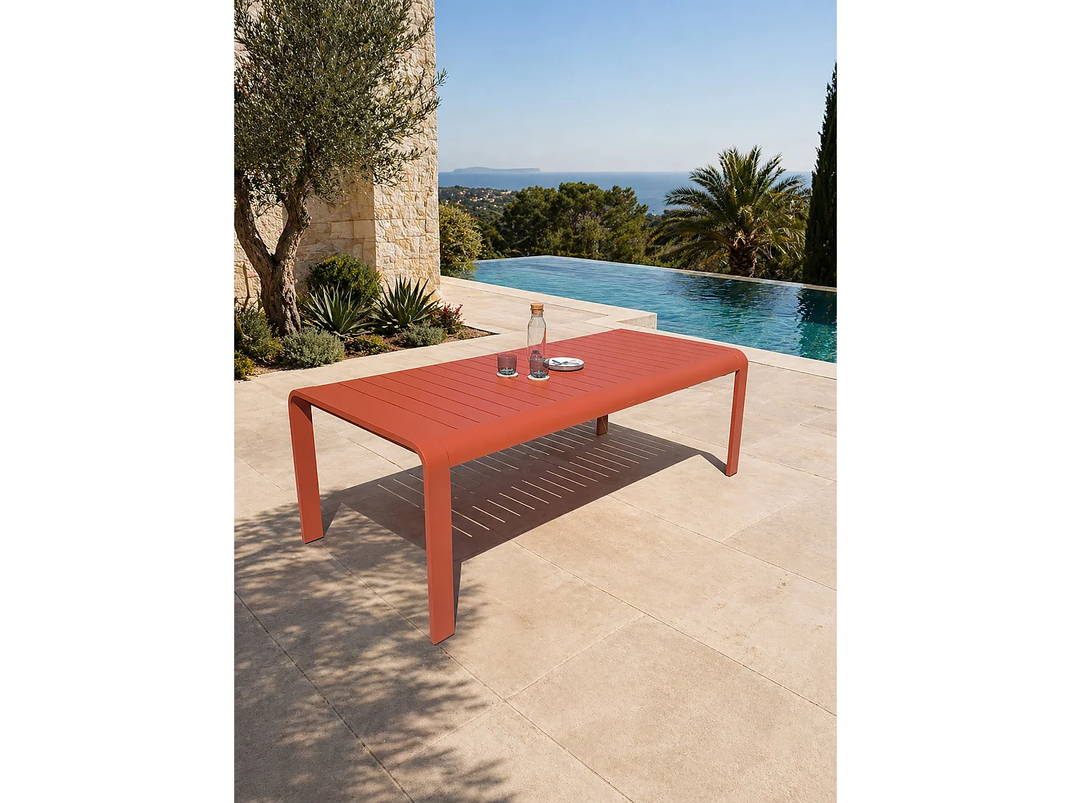 Table de jardin en aluminium coloris terracotta - HANOI