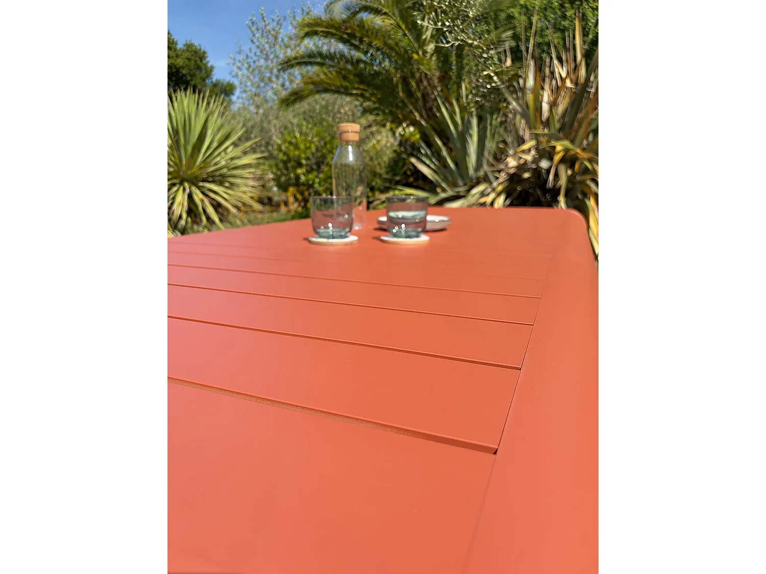 Table de jardin en aluminium coloris terracotta - HANOI
