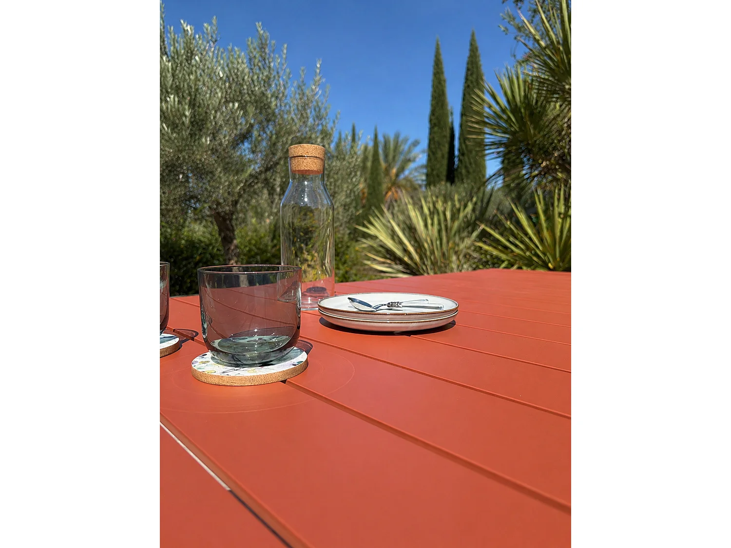 Table de jardin en aluminium coloris terracotta - HANOI
