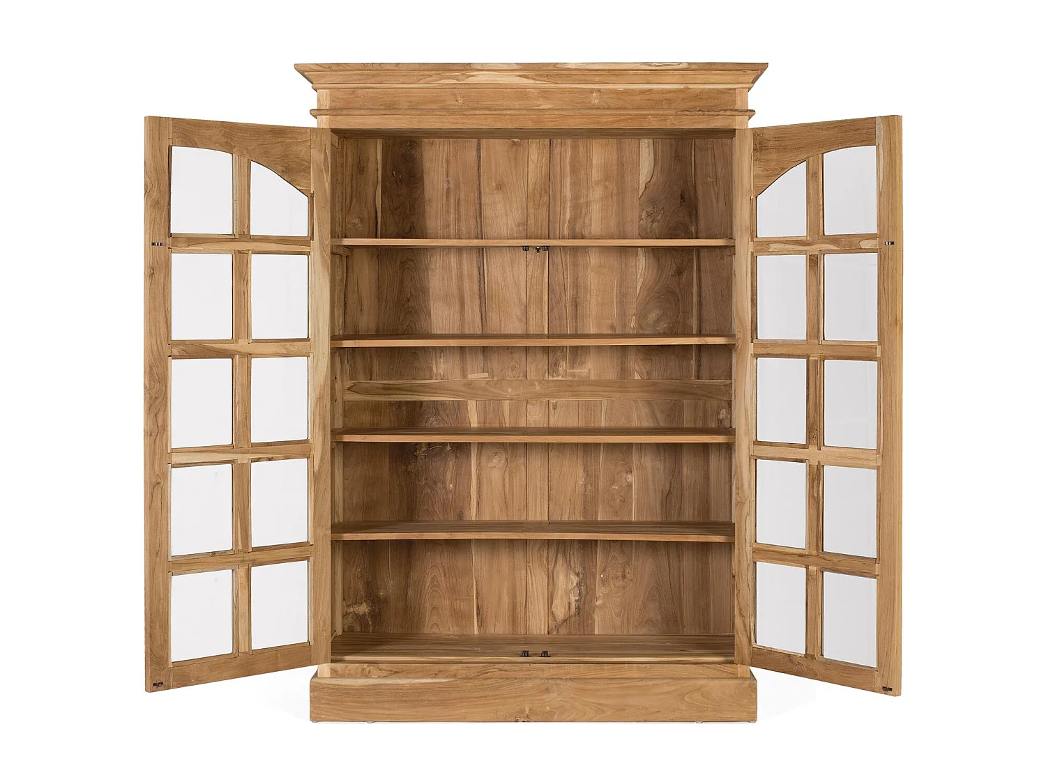 Massives Teakholz-Bücherregal mit 2 Glastüren