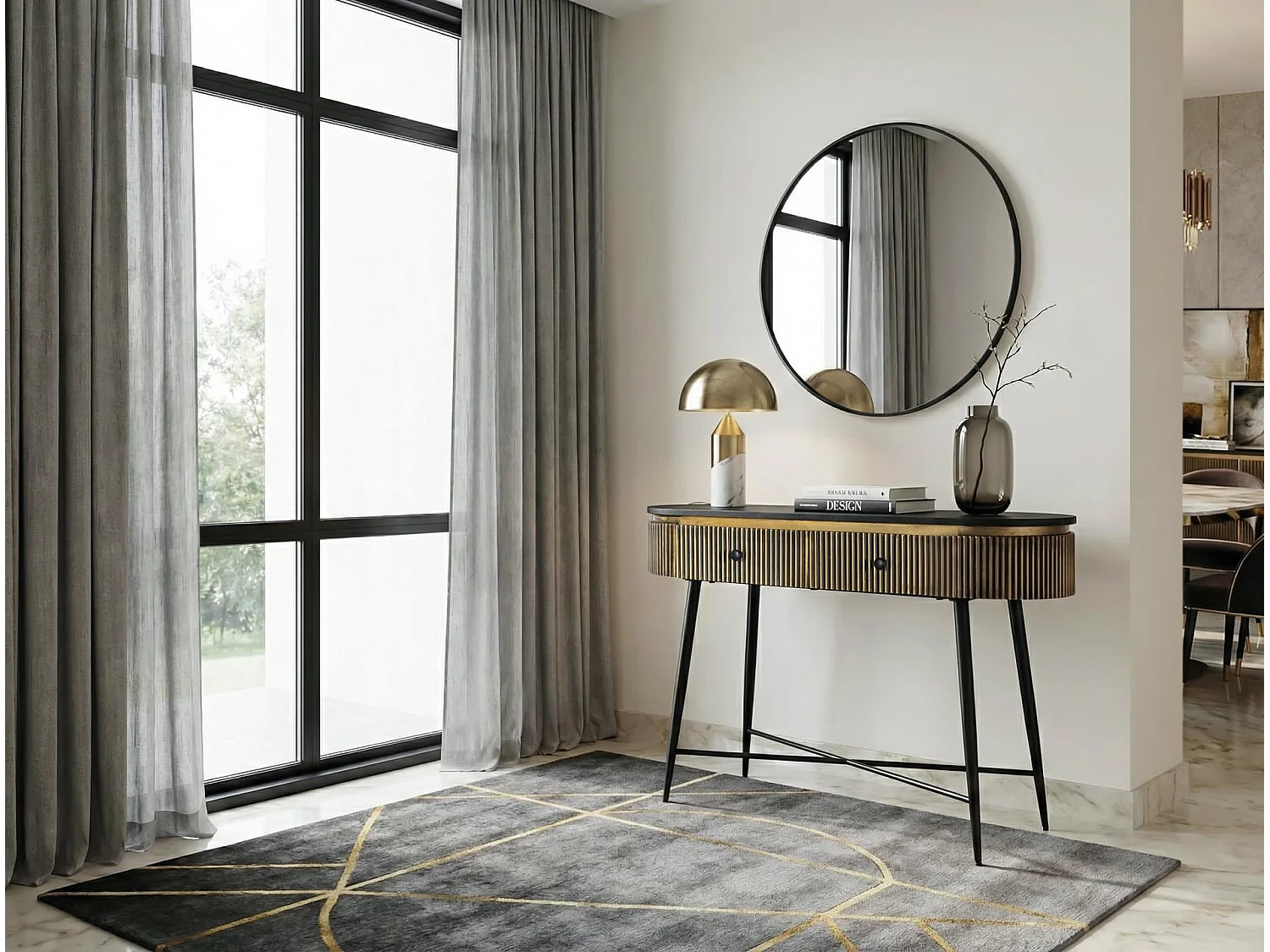 Console en bois 120 cm, style classique moderne - 77 x 120 x 40 cm