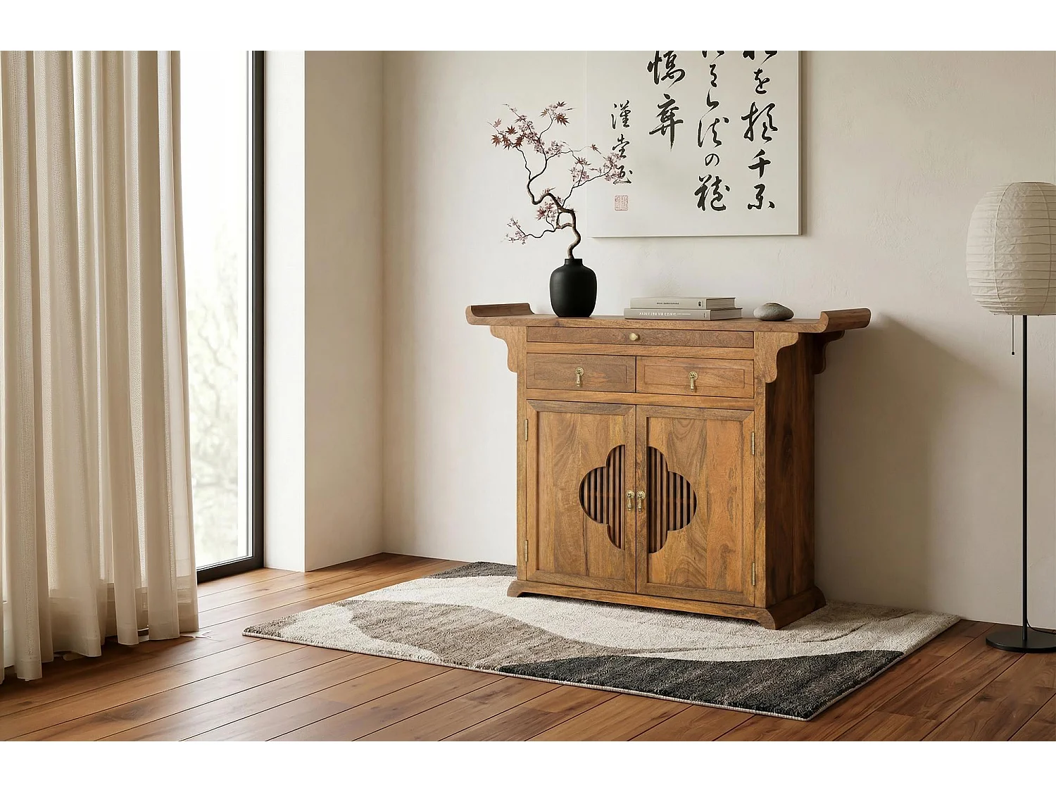 Buffet Saphir en bois de manguier 94 cm x 120 cm x 32 cm