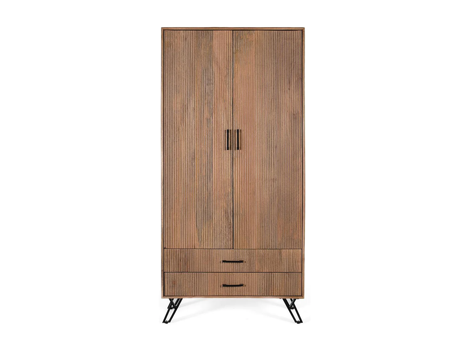Armoire à deux portes en bois de manguier massif, hauteur 187 cm