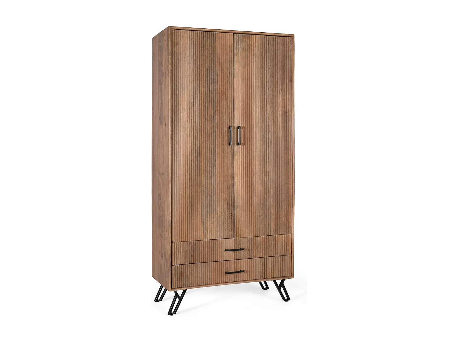 Armoire à deux portes en bois de manguier massif, hauteur 187 cm