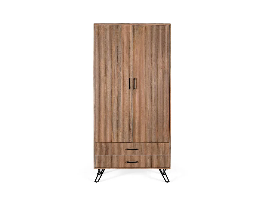 Armoire en bois de manguier 90 cm, style rustique moderne - 187 x 90 x 45