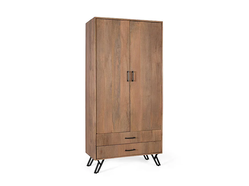 Armoire en bois de manguier 90 cm, style rustique moderne - 187 x 90 x 45