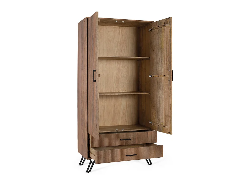 Armoire en bois de manguier 90 cm, style rustique moderne - 187 x 90 x 45