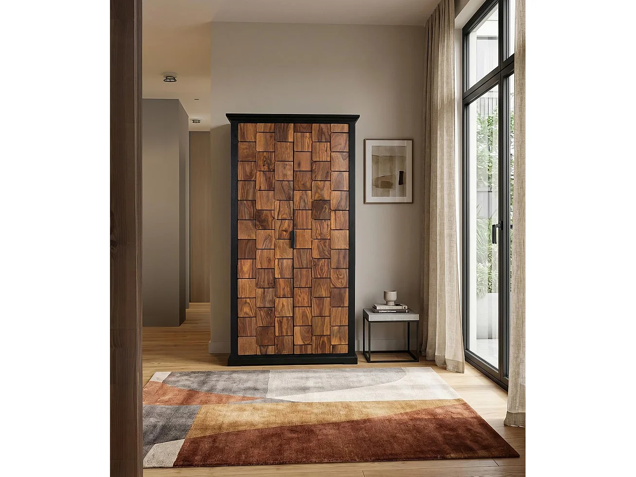Armoire Udaipur en bois de manguier et palissandre, 175 cm x 95 cm x 40 cm