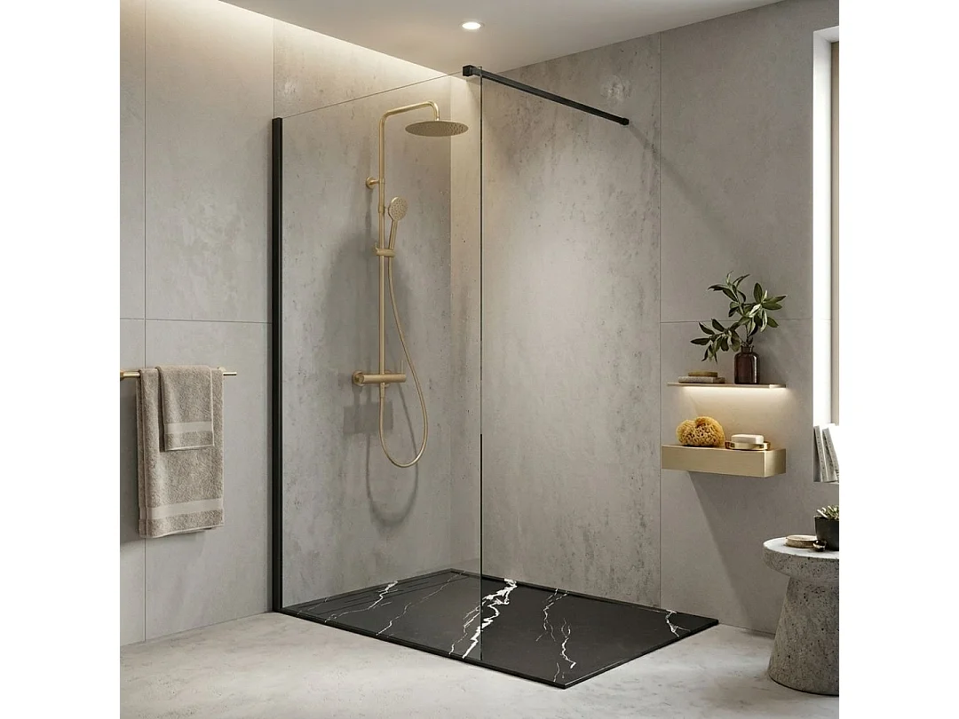 Receveur Résine 120 x 80 Façon Ardoise Marbre Noir - Essebagno