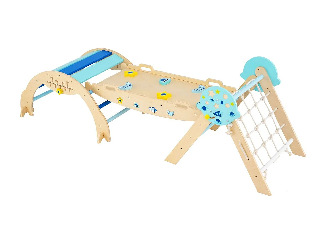 Set di arrampicata a triangolo con arco, rampa e arrampicatore Palestra pieghevole Montessori giocattolo