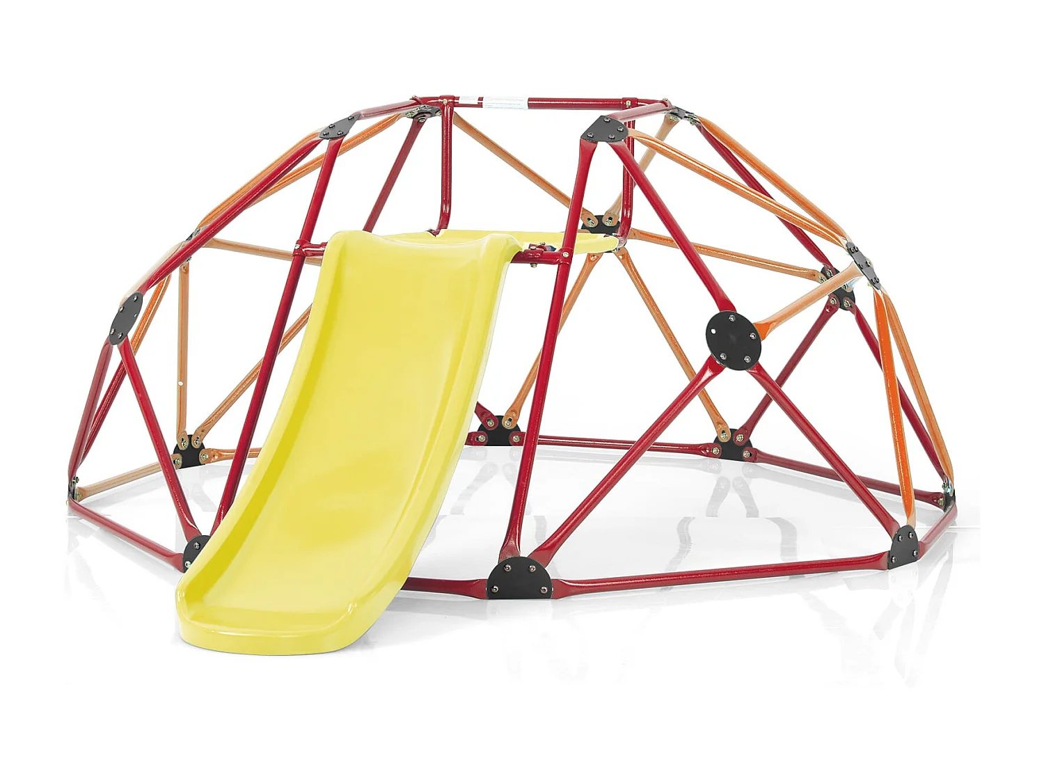 Cupola di arrampicata con scivolo e piattaforma in tessuto e capacità di carico di 180 kg Struttura di arrampicata a forma di cupola arancione + rossa