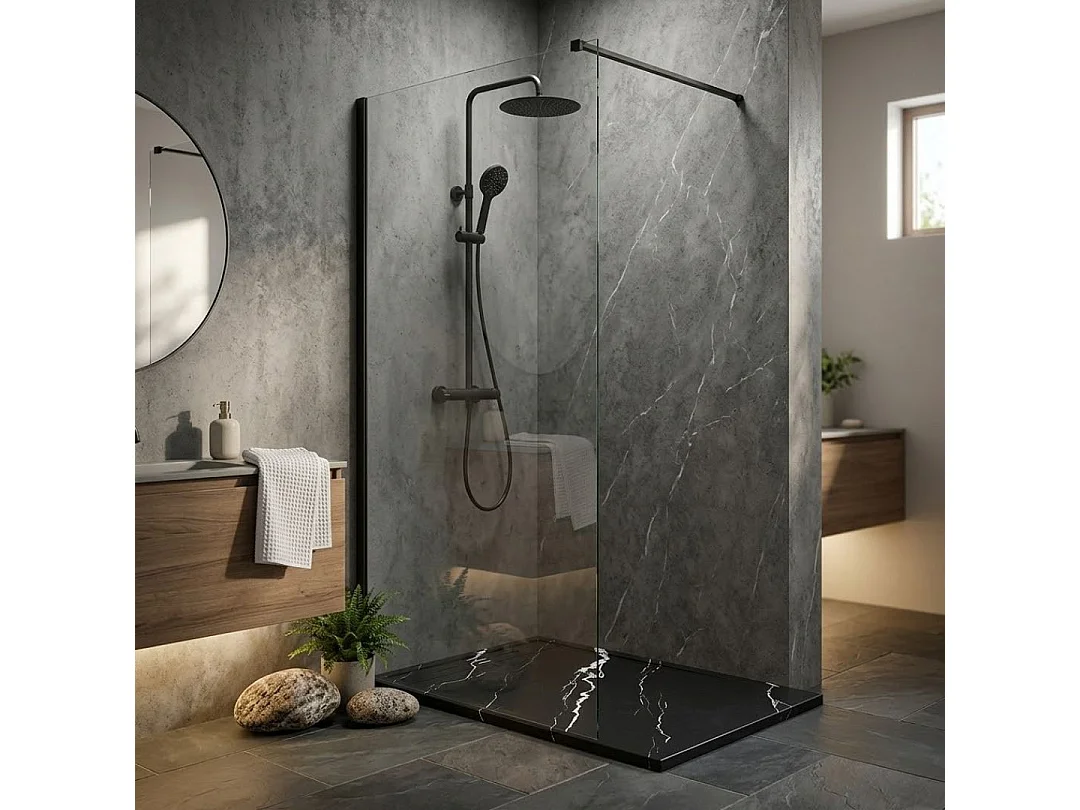 Receveur Résine 120 x 90 Façon Ardoise Marbre Noir - Essebagno