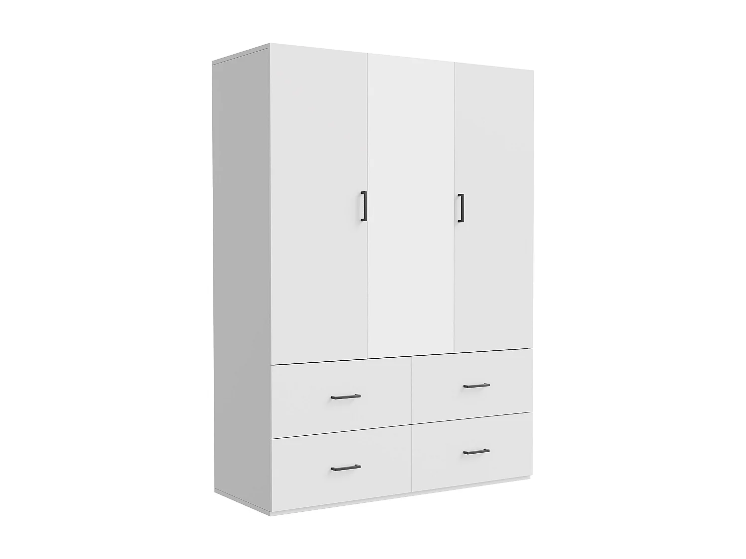 Armoire avec Miroir de 130 cm,Garde-robe Moderne avec Éclairage LED,Penderie et 3 Tiroirs,Blanc