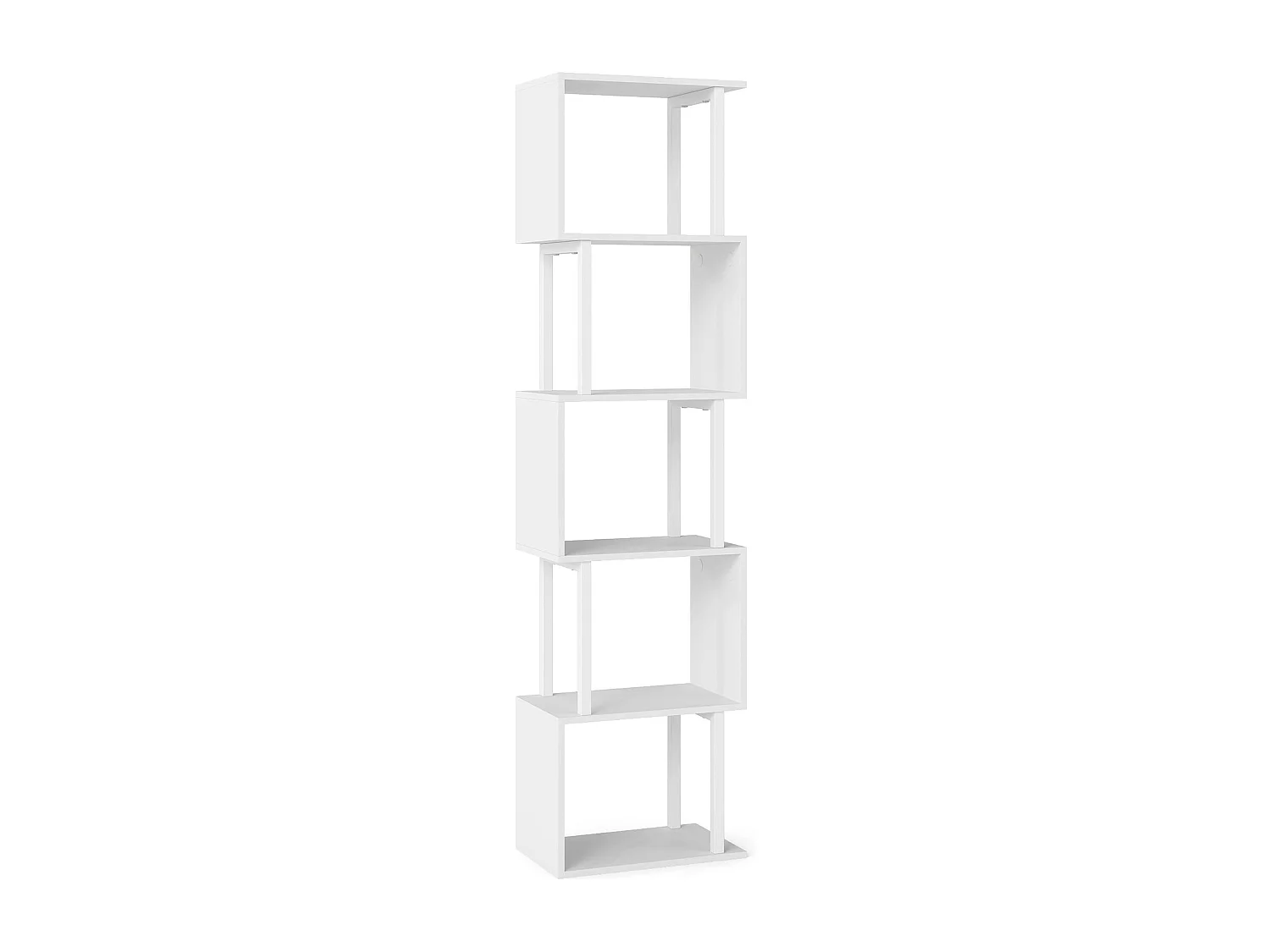 Libreria a 5 livelli con struttura in metallo a libera installazione con protezione antiribaltamento per soggiorno e ufficio Bianco