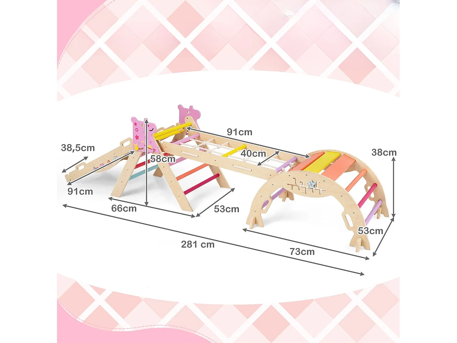 Set triangolo giocattoli pieghevoli per arrampicata bebè, Triangolo arrampicatore per bambini con tunnel Colorato