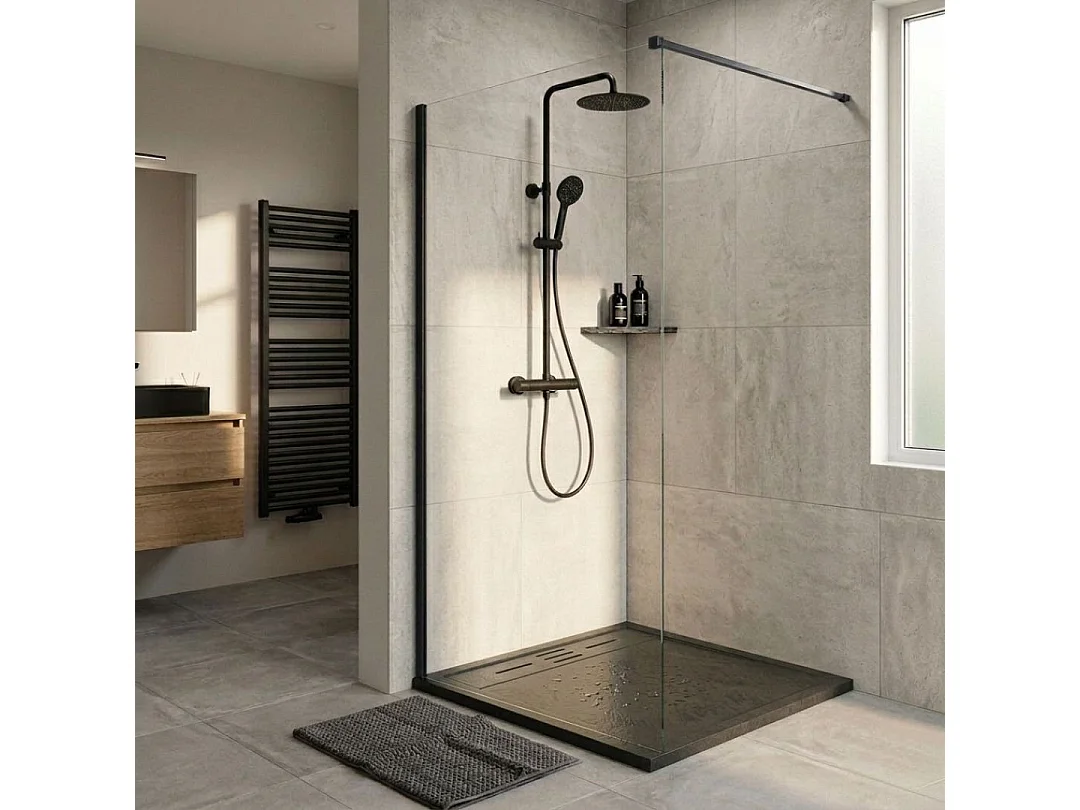 Duschwanne aus Kunstharz 90 x 90 Schwarz Essebagno