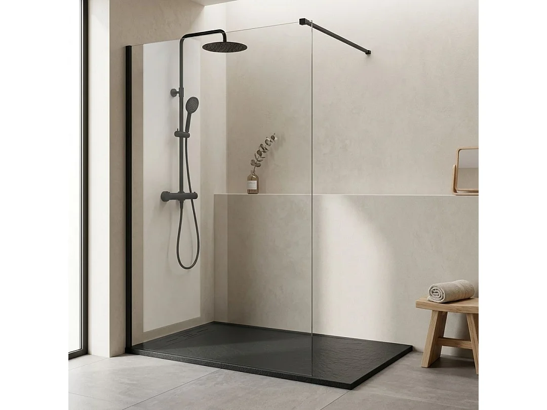 Duschwanne aus Kunstharz 140 x 80 Schwarz Essebagno