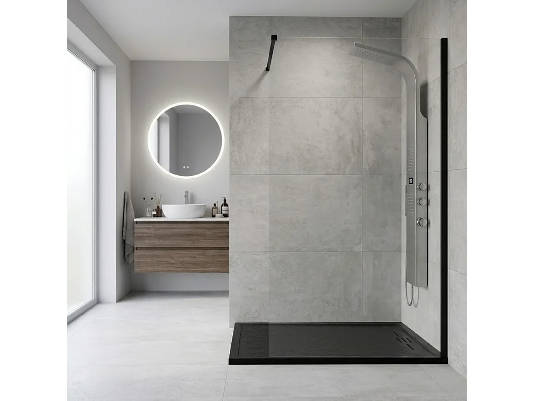 Duschwanne aus Kunstharz 140 x 90 Schwarz Essebagno